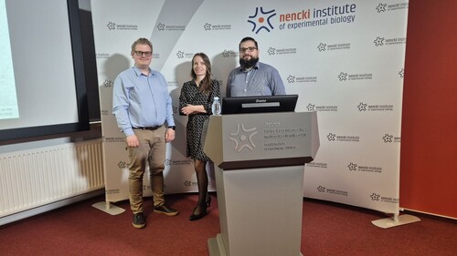 Grupa prof. Wilczewskiej na wykładzie noblisty